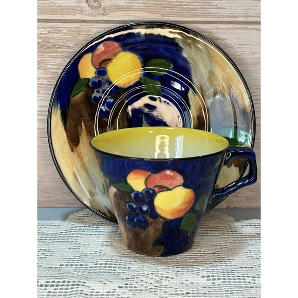 H & K Tunstall Other - H&K Tukstall England ‘Autumn’ Pattern Teacup & Saucer - Hand Painted